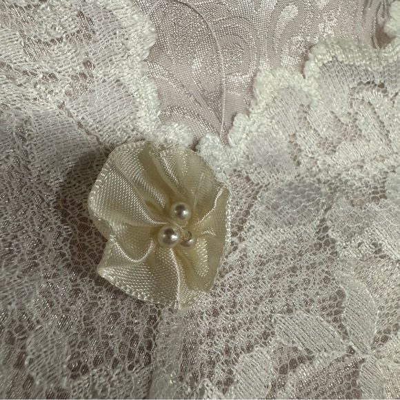 Vintage Lily‎ Of France Pale Pink Polyester Sateen Lace Trim Nightgown Sz Large - Picture 9 of 13